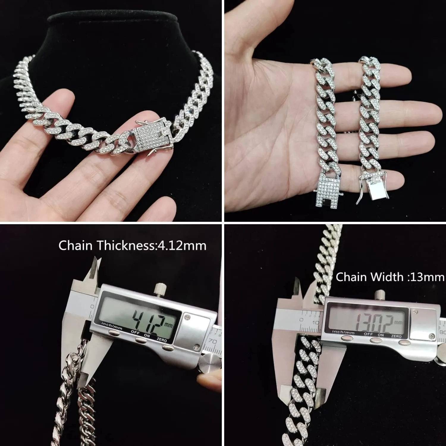 Map of Africa Chain Iced Out Pendant, Iced Out Pendants for Men and Women, Iced Out Chain Map of Africa, Africa Bling Chain Pendant Necklace Chain width 13mm Cuban Chain