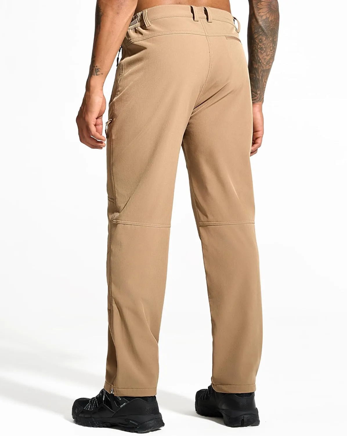 Mens Snow Ski Hiking Pants Winter Fleece Lined Outdoor Waterproof Insulated Zipper Bottom Leg