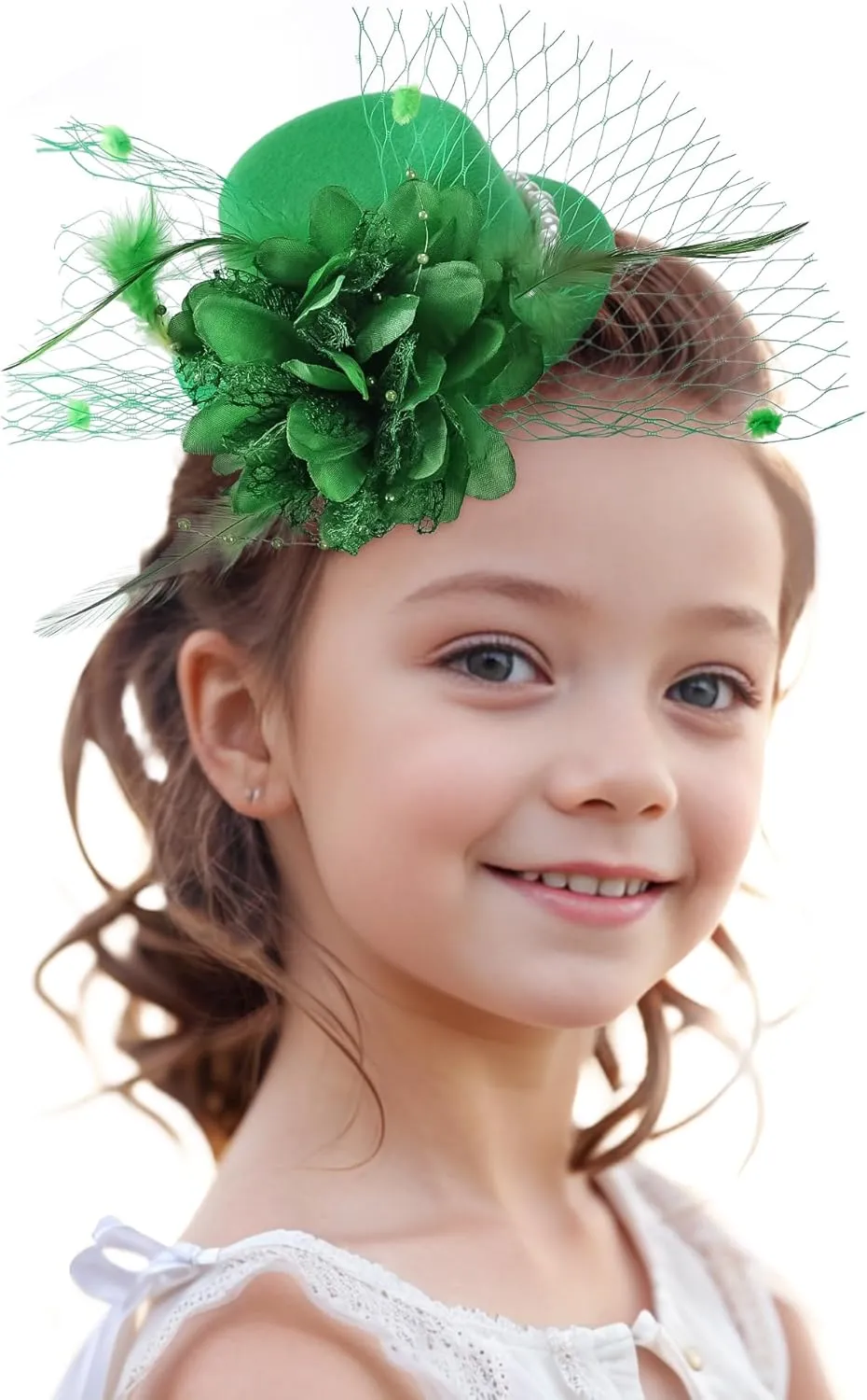 Mini Green Fascinators Hat - Elegant 2025 Kentucky Hats with Clip 1920s 50s Victoria Pillbox Tea Party Derby Cap with Flower and Veil for Women Ladies Girls Cocktail Costume Accessories