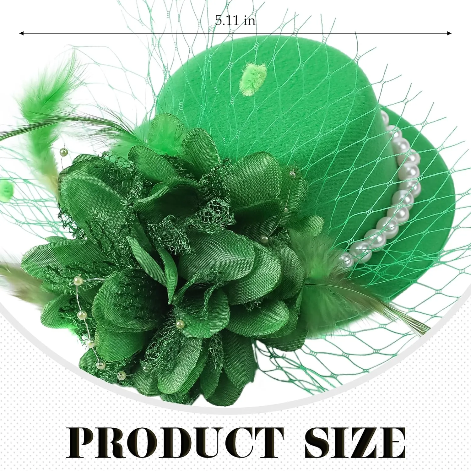 Mini Green Fascinators Hat - Elegant 2025 Kentucky Hats with Clip 1920s 50s Victoria Pillbox Tea Party Derby Cap with Flower and Veil for Women Ladies Girls Cocktail Costume Accessories