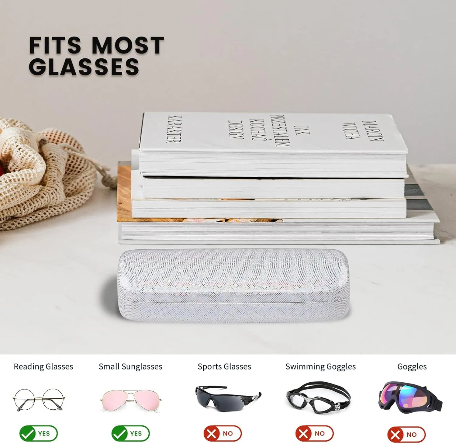 molshine Hard Shell Glitter Sunglasses Case, Classic Large Glasses Case for Women Men, Sunglass Eyeglasses