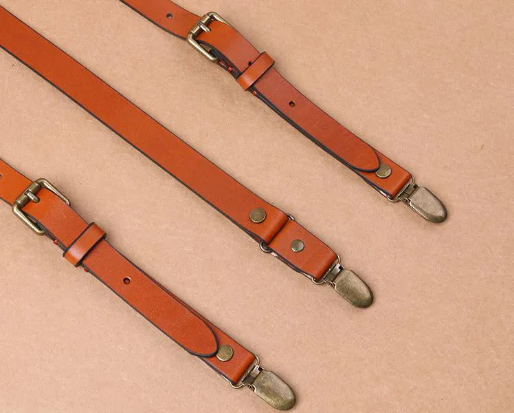 Personalized Groomsman Gifts Handmade Wedding Suspender Leather Brown Suspenders Groom
