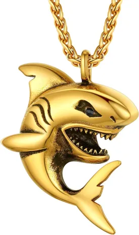 PROSTEEL Stainless Steel Shark/Octopus/Wolf Tooth Necklace for Men Women, Black/Gold/Silver Tone, Punk Rock Necklace, 22inch-24inch Adjustable, Come with Box