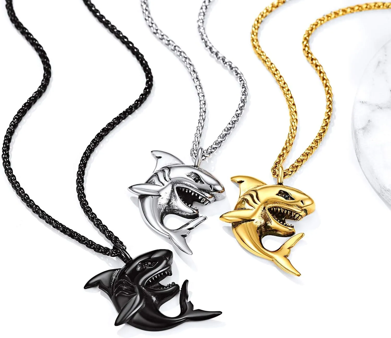 PROSTEEL Stainless Steel Shark/Octopus/Wolf Tooth Necklace for Men Women, Black/Gold/Silver Tone, Punk Rock Necklace, 22inch-24inch Adjustable, Come with Box