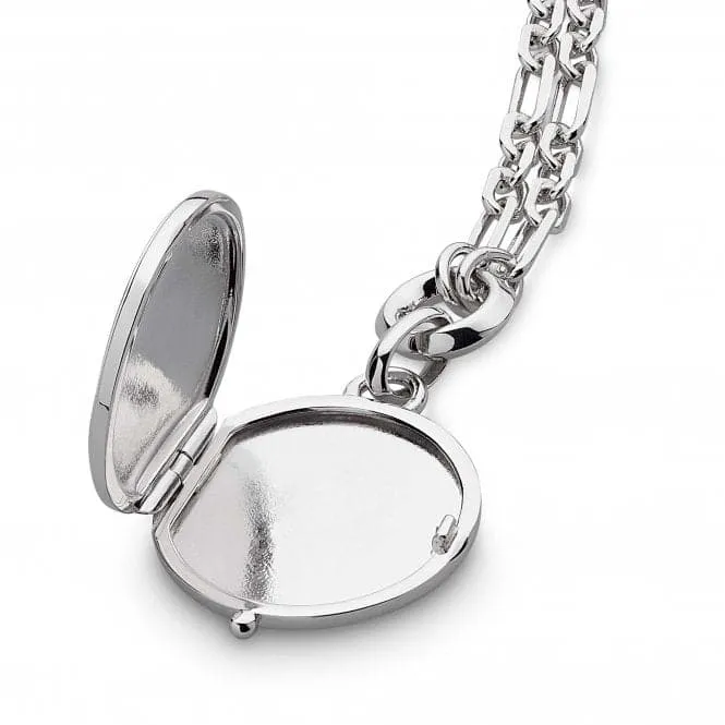 Revival Astoria Round Locket 22" Figaro Chain Necklace 90439RP