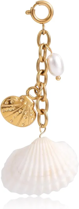 Seashell Keychain for Women, Beach Bag Charm Coastal Ocean Key Ring Shell Handbag Purse Accessory Nautical Beachy Gift for Summer & Tropical Holiday Beach Party Jewelry