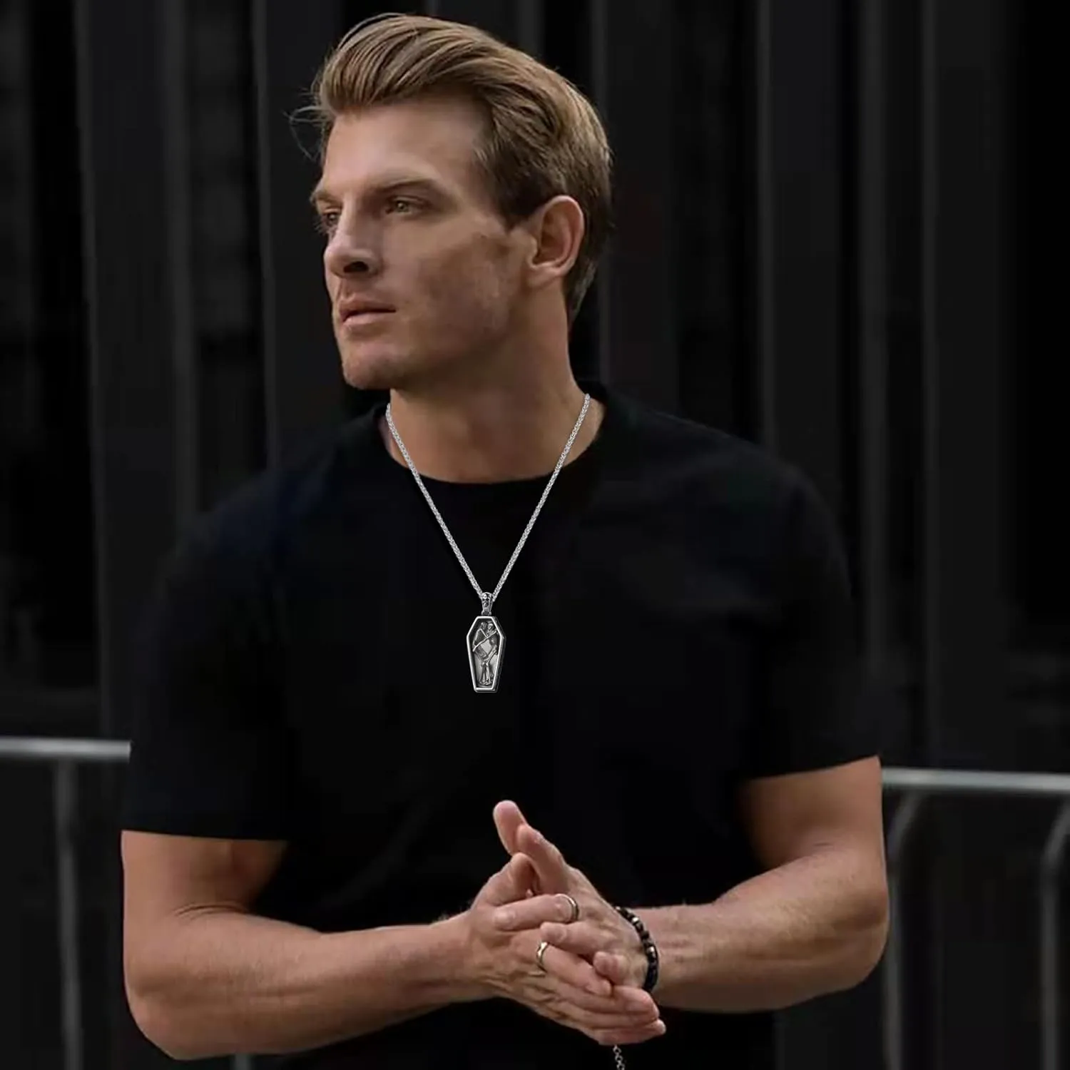 Skull Necklace for Men Stainless Steel Gothic Punk Emo Biker Necklace Jewelry for Men 60cm
