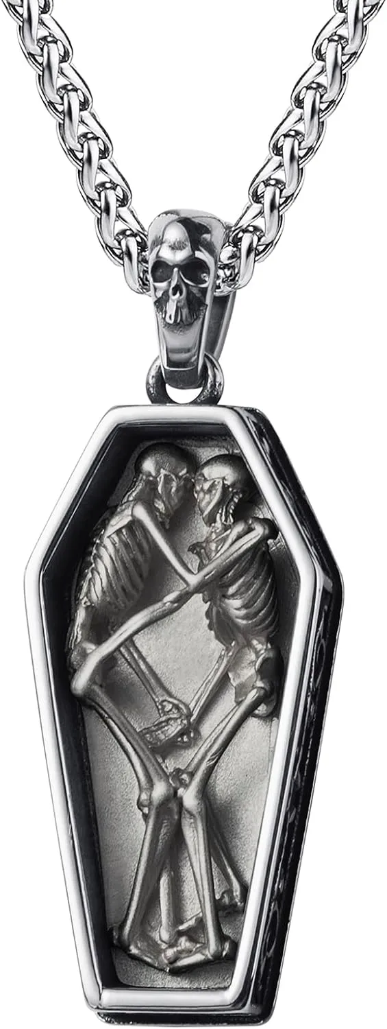 Skull Necklace for Men Stainless Steel Gothic Punk Emo Biker Necklace Jewelry for Men 60cm