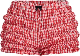 SOLY HUX Women's Ruffle Shorts Plaid Y2k Lace Bloomers Elastic Waist Frill Bottoms Gingham Micro Boyshorts