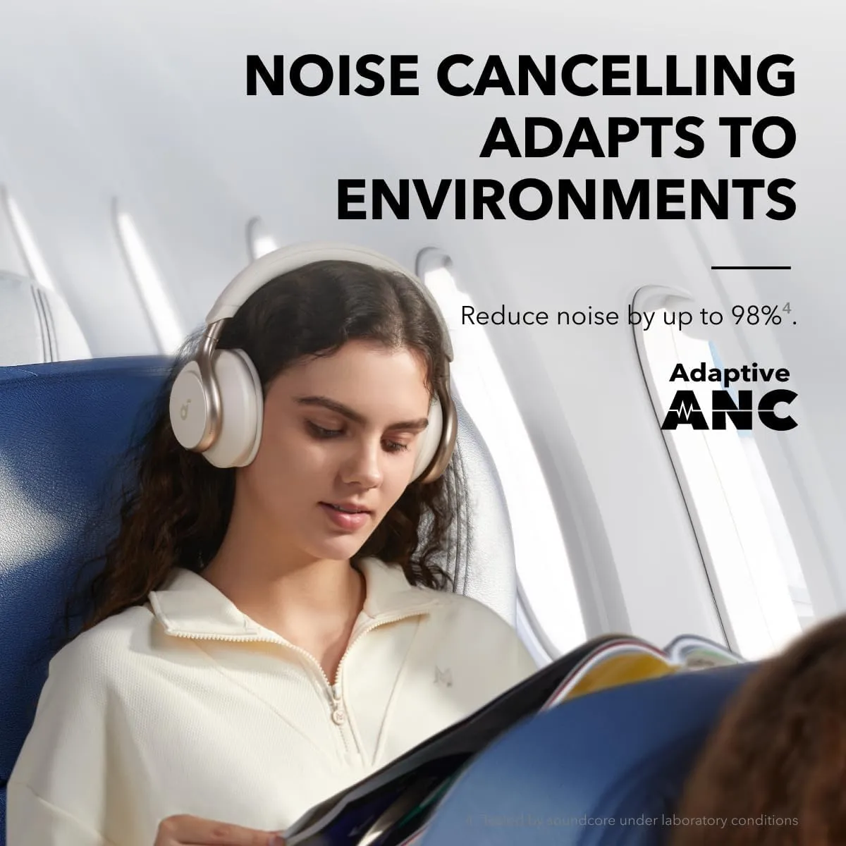 Soundcore by Anker, Space One, Active Noise Cancelling Headphones, 2X Stronger Voice Reduction, 40H ANC Playtime, App Control, LDAC Hi-Res Wireless Audio, Comfortable Fit, Clear Calls, Bluetooth 5.3
