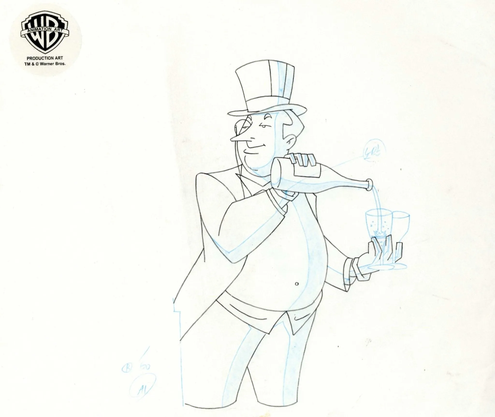 The New Batman Adventures Original Production Cel with Matching Production Drawing: Penguin