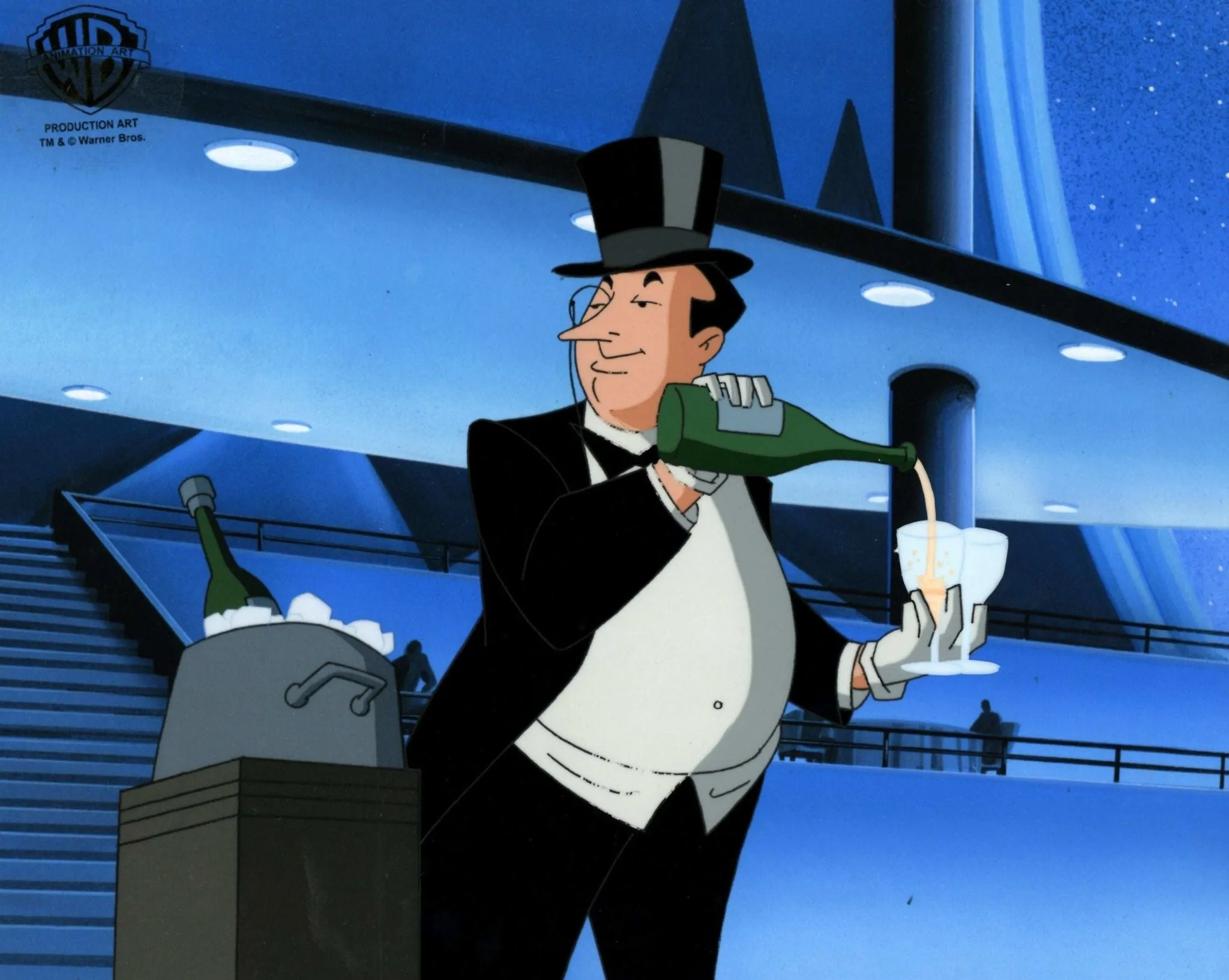 The New Batman Adventures Original Production Cel with Matching Production Drawing: Penguin