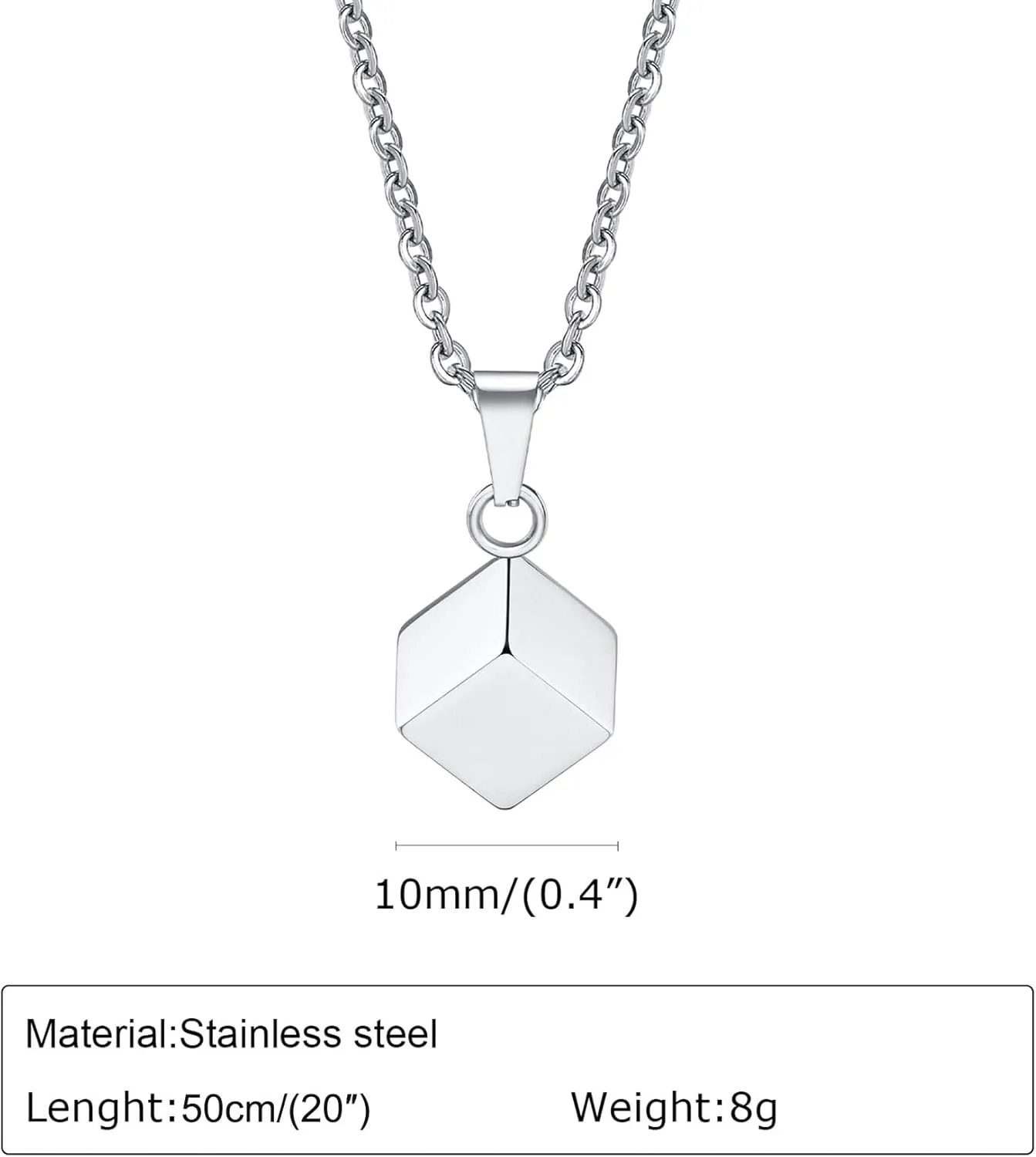Urn Necklaces for Ashes Stainless Steel 3D Cube Pendant Memorial Keepsake Necklace