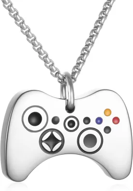 Video Game Controller Cremation Jewelry For Ashes Stainless Steel Urn Necklace Keepsake For Men Boys Silver Gold Black Color Memorial Pendant