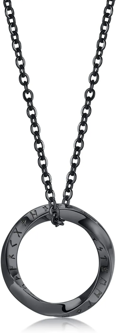 VNOX Viking Necklace for Men - Norse Nordic 24 Runes Alphabets Pendant Necklace Mobius Twist Pagan Amulet Talisman - Jewelry Gift for Men Women