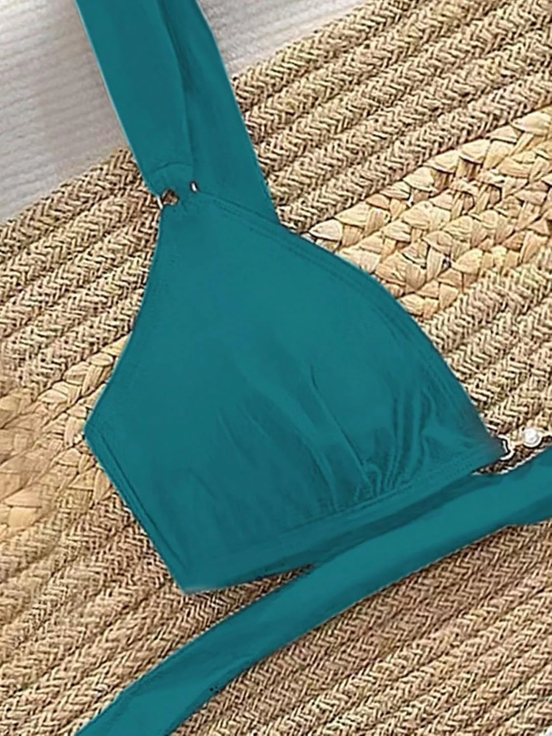 Women's 2 Piece Cheeky Bikini Sets Tie Back Ring Linked Brazilian Swimsuit Sexy Triangle Bathing Suit