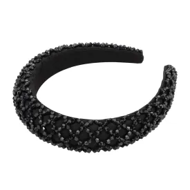 YISSION 1PC Black Rhinestone Headband for Women Girls Non Slip Head Bands Fashion Jeweled Hairband Sparkly Crystal Headbands for Women Bling Hair Accessories for Women Girls Wedding Prom Holiday