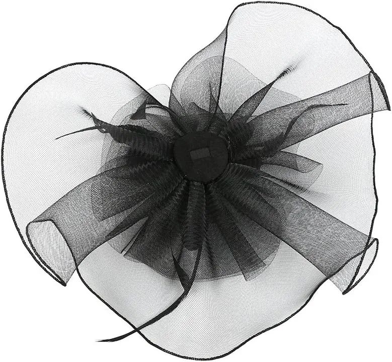 Z&X Sinamay Fascinator Hat Floral Feather Pillbox Derby Hats for Women Wedding Tea Party with Headband Clip